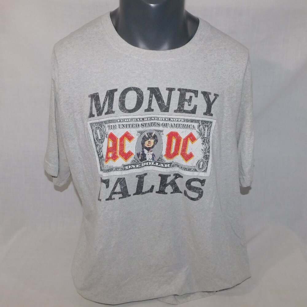 AC DC Monkey Talks Short Sleeve Gray Graphic T Shirt  Mens XL